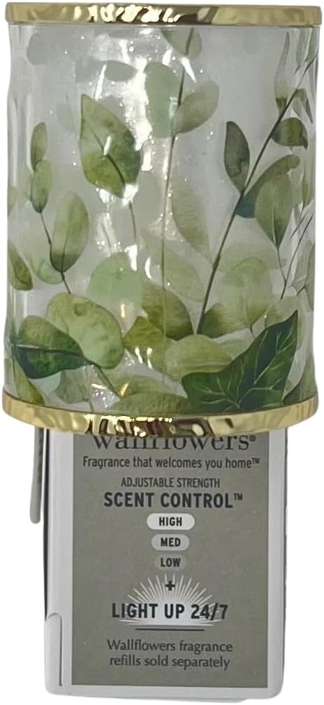 Bath and Body Works Pressed Greenery and Leaves with Gold Trim Adjustable Wallflowers Scent Control Fragrance Nightlight Plug