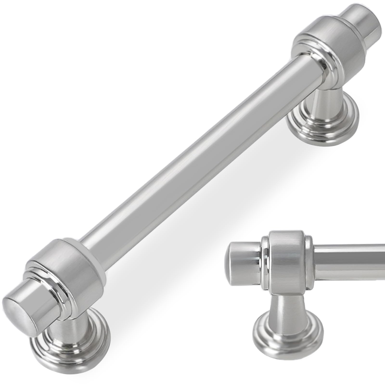 POVEFONK 10 Pack 3.75 inch Brushed Satin Nickel Kitchen Cabinet Handles Cabinet Pulls Sliver Drawer Pulls Kitchen Cabinet Hardware Handles Drawer