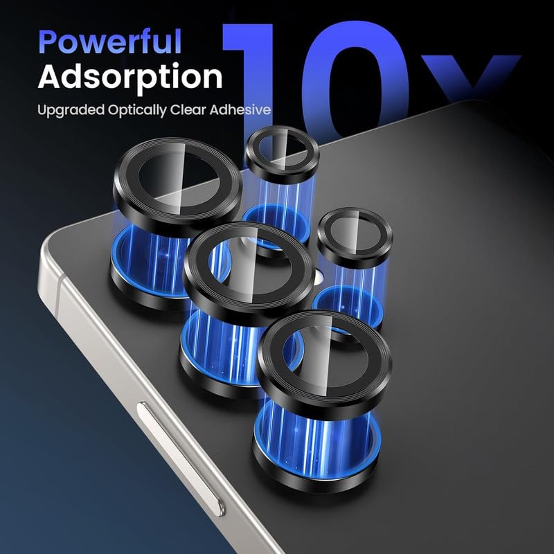 Image of Skinomi Camera Lens Protector Compatible with Samsung Galaxy S24 ultra 5G [Anti-Scratch] Premium Tempered Glass Film Aluminum Alloy Lens Ring Cover - Titanium Black