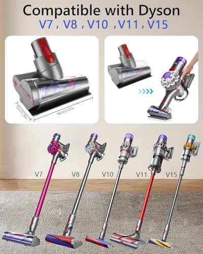 Zaxiva Mini Turbinendüse für Dyson V7 / V8 / V10 / V11 / V15 Staubsauger,Elektrische Matratzenbürste Kompatibel für Kurzflorige Teppiche und Hartböden,Ideal für die Reinigung von Matratzen Grau