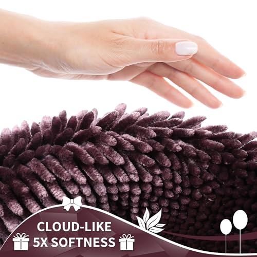 Image of Yimobra Chenille Bathroom Rugs Non Slip, Extra Thick Soft Absorbent Bath Rug 31.5x20 Inch, Machine Washable Quick Dry Bath Mat for Bathroom Floor, Tub and Shower, Home Decor Accessories, Purple Grey