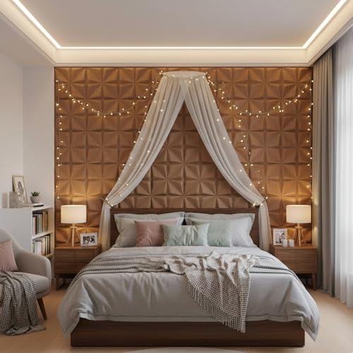 Image of Kayra Decor 3D PVC Wall Panel Bloom Design Gold Color 19.7 inch x 19.7 inch (Pack of 40) - Covers 107.80 Sq. Ft.