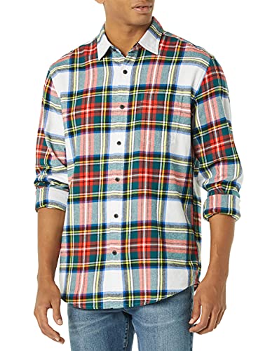 Image of Amazon Essentials Men's Regular Fit Long-Sleeve Flannel Shirt, Soft Brushed Cotton, Lightweight yet Warm