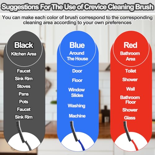 XANGNIER Hard Bristle Crevice Cleaning Brush,Multifunctional Gap Scrub Brush,Home Essentials,Bathroom Cleaner Tools for Household Use,Window,Toilet,Grout,Car,Kitchen Cleaning Brushes Gadgets,3 Pcs - Image 5