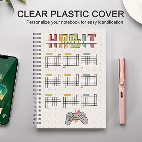 Ahgxg Dotted Journals Spiral Notebook 3 Pack, A5 Bullet Dot Grid Journal With 100 Gsm Thick Dotted Paper, Transparent Hardcover, 80 Sheets, For Bullet Journaling, Artist Writing Drawing, 5.7" X 8.3" #TOP4