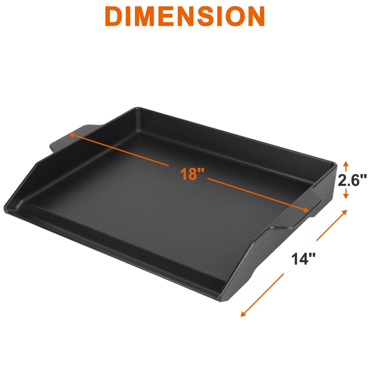 Plancha universal para parrilla de gas con juego de espátula, 18 x 14 pulgadas, antiadherente de hierro fundido para exteriores, placa superior plana grande para barbacoa que se adapta a 2