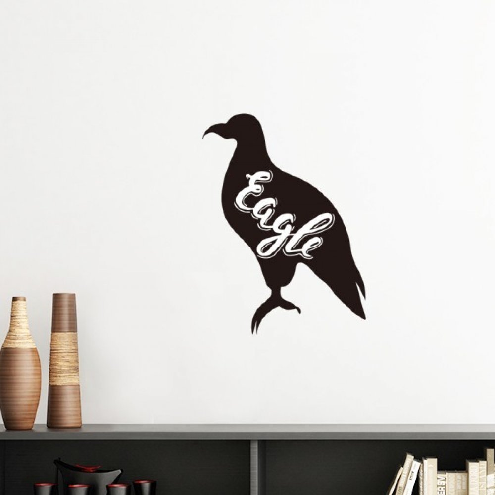 Sticker Mural Aigle Bleu Marin Silhouette Animale Autocollante Amovible 40cm