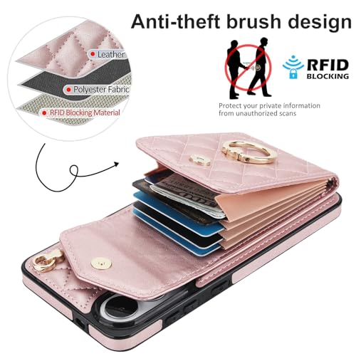 MRRSIWEI for Galaxy S25 FE Wallet Case.Lanyard Rose Gold - image 4