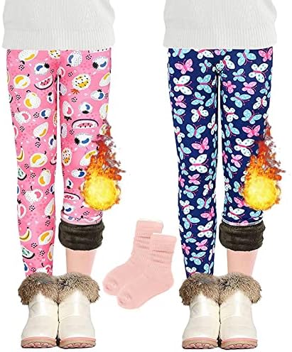 Leggins térmicos para niña: pantalones largos con forro polar - Pack de 2