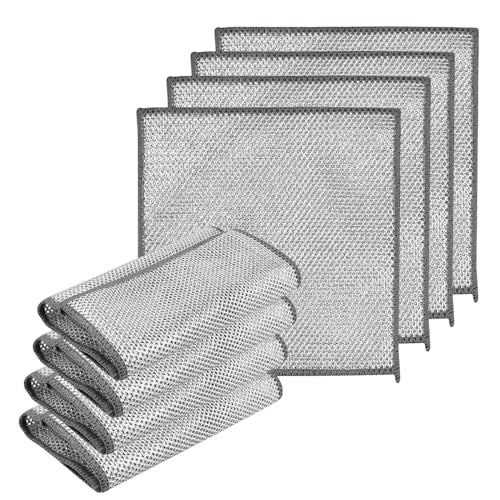 SLTAXAR 12PCS Trapos de Alambre Multiusos Paños de Limpieza de Alambre Multiusos Reutilizables Paño de Limpieza de Malla de Alambre Trapos para Lavar Platos Paño de Cocina Multifuncional de Alambre