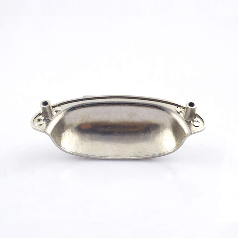 10-Pack 3 1/2" Hole spacing Vintage Farmhouse Style Pulls Cup Pull Handles Knobs Shell Ear-Like Handle Knobs for Cabinet Dresser Drawer Bin 3.5 inch 89mm (10, Brushed Nickel)