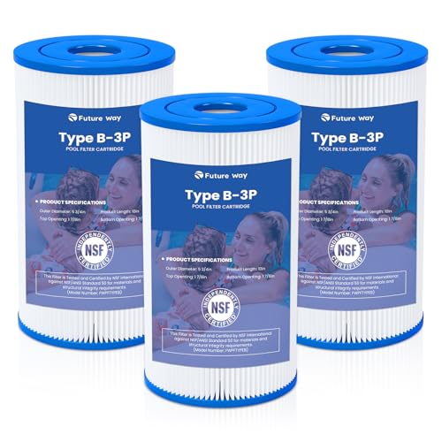 Future Way 3 Pack Type B Pool Filter Cartridge Replacement for Intex 29005E & 2500 GPH Pump, Fits...