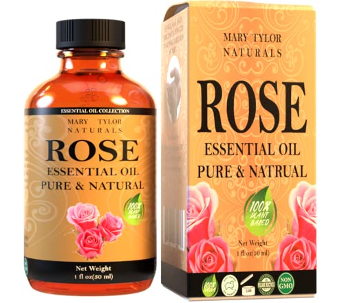 Rose Essential Oil 1 oz, Premium Therapeutic Grade, 100% Pure and Natural, Perfect for Aromatherapy, Diffuser, DIY by Mary Tylor Naturals