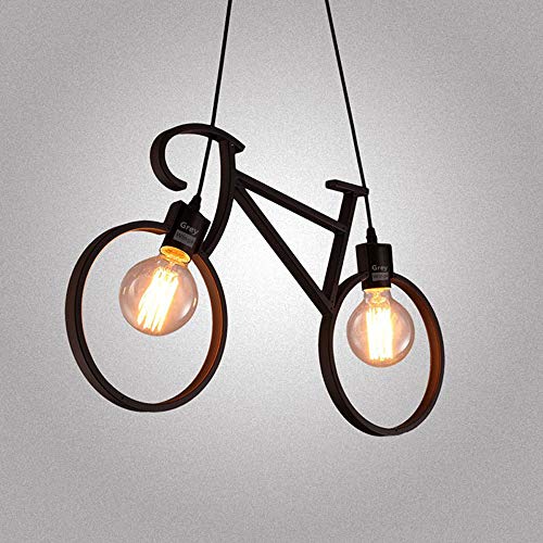 Image of GreyWings Bicycle Shape Hanging Pendant Light for Ceiling, Black Metal, Antique Modern Decor, E-27 Holder (Bulb is not Included) Ideal for Living Room, Dining, Bedroom, Big Pack of 1