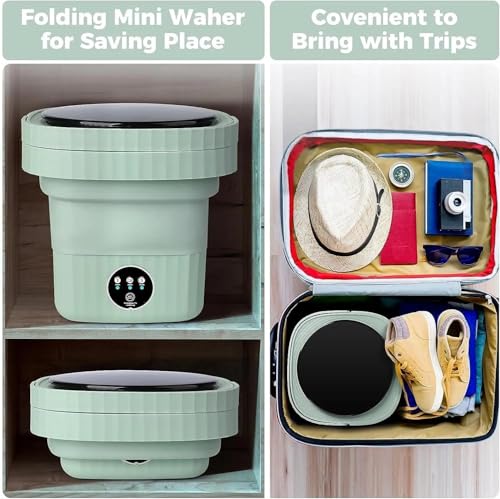 Image of Welko Portable Mini Washing Machine, Foldable Washing Machine Top Load Fully Automatic with 3 Modes Spinner and Dryer, Semi Automatic Bucket Washer for Travel, Home, Baby Clothes