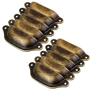 HASTHIP Generic Imported 10Pcs Antique Brass Door Cabinet Knob Wardrobe Drawer Shell Pull Handle-Perfect for Home & Office Drawers