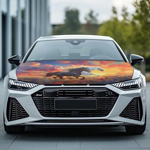 Image of Black Horse Hood Covers for Cars, an All-Weather Waterproof Car Cover with a Windshield Snow Cover for Cars, Trucks, and Vans