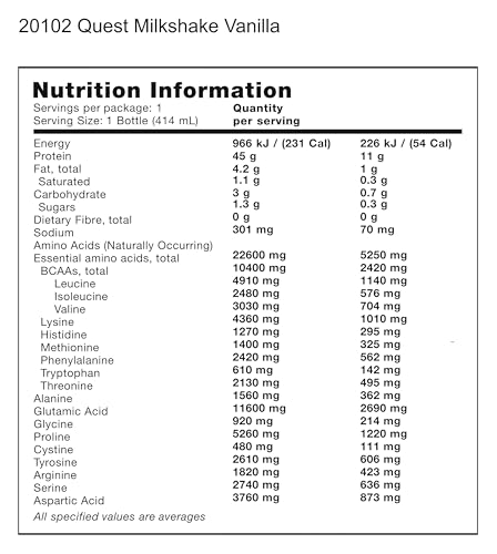 Image of Quest Nutrition Vanilla Protein Shake,45g Protein,2g Sugar,3g Net Carbs,Ready to Drink,Gluten Free,(Pack of 24)