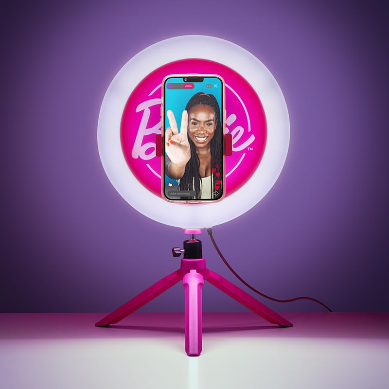 Barbie Streaming Light - Officially Licensed Adjustable Ring Light with Phone Holder, 3 Light Modes, Warm, Cool & Neutral, Gift for Girls | Paladone - Image 3
