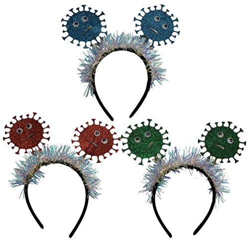 Amosfun 3 Stück Lametta Stirnband Neuheit Lustig 2021 Haarreifen Partyhut Fotorequisiten Kopfschmuck für Kinder Neues Jahr Silvester Geburtstag Party Gastgeschenk Rot Grün Blau