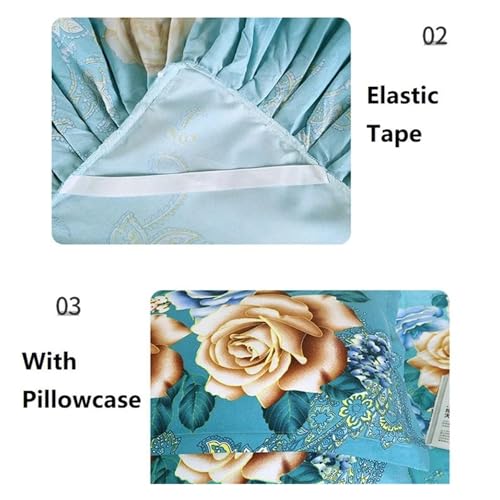 Falda de cama impresa y fundas de almohada para dormitorio queen 5