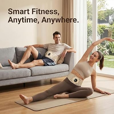 ABS Stimulator with Heating Function, Ab Stimulator Muscle Toner for Men & Women, Adjustable Modes & Intensity, Type-C Rechargeable, Gift for Home Workout & Body Training