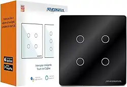 Interruptor inteligente Zigbee 3.0 Touch 4 Botões preto Novadigital by Tuya
