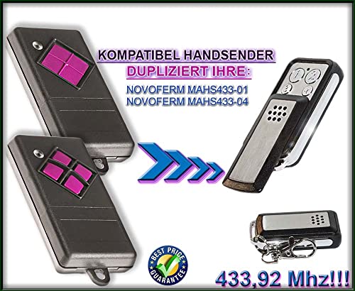 Novoferm MAHS433-01 / MAHS433-04 kompatibel handsender / 4-Kanal klone Fernbedienung 433,92Mhz Fixed Code kopiergerät