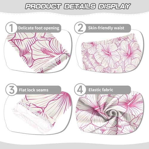 Hibiscus Flower Red Lines Girls Leggings Soft Stretch Workout Yoga Dance Pants for Kids Casual Tights3