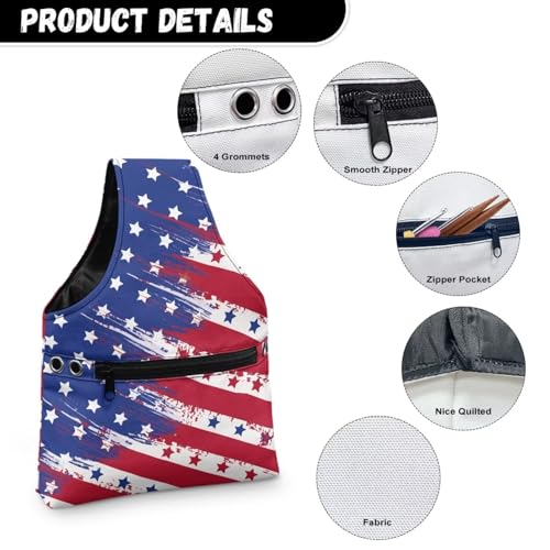 Image of ZUXONGSY Distressed American Flag Yarn Bags for Knitting America250 Yarn Storage Organizer for Crochet Portable Knitting Project Bag