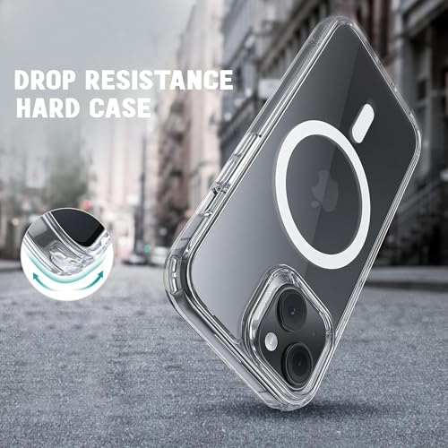 Image of Kratos Transparent Clear Case Cover Compatible with iPhone 15 Plus - Anti-Yellowing, Wireless Magnetic Charging Case with Raised Edge Camera & Screen Protection, Shock-Resistant Design