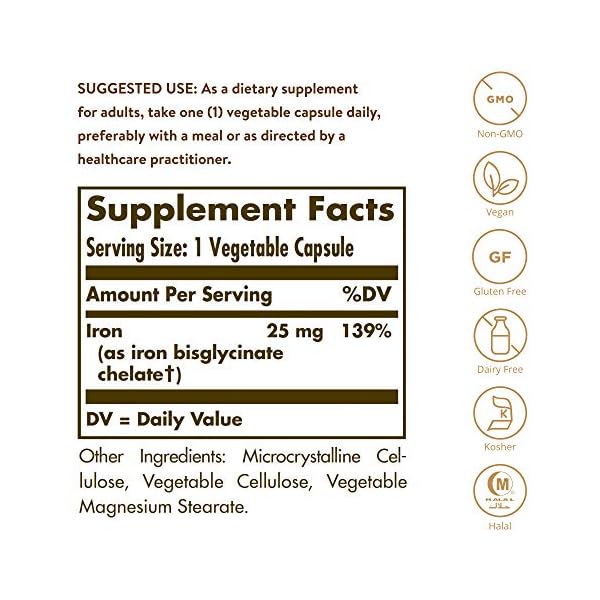 Solgar Gentle Iron - Ideal for Sensitive StomachsRed Blood Cell Supplement, , Non Constipating & GMO, Vegan, Gluten & Dairy Free, Kosher - 180 Servings, Unflavored, 180 Count