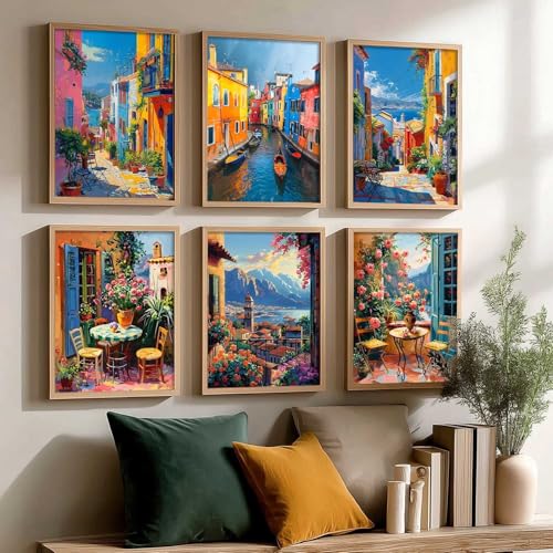 Image of kotart - City view wall Paintings with Frame for Home Decoration - Painting Living Room Bedroom Office hanging frames Set of 6 - (14X20 Inch, E)