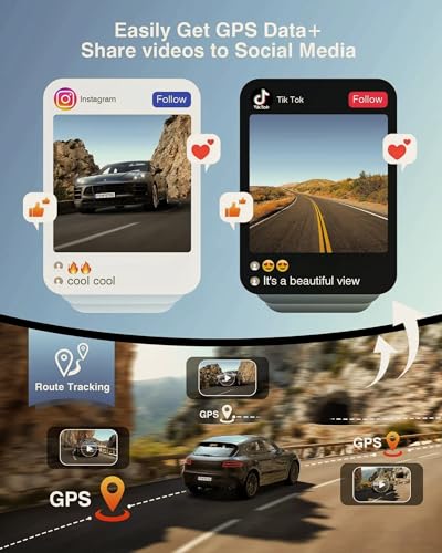 Image of 2-Channel Dash Cam with 24H Parking Monitor, 4K+2K Front and Rear, Built-in GPS, Night Vision, G-Sensor, WDR, 170 Wide Angle, 5.8G Wi-Fi, Dark Black