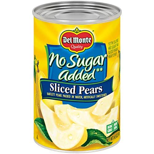 Del Monte Canned Bartlett Sliced Pears in Water, Artificially Sweetened,