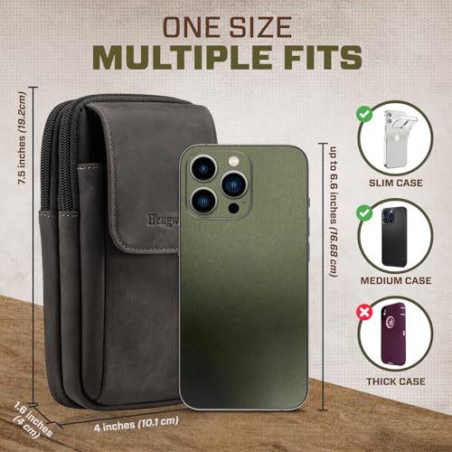 Sac banane en cuir véritable gris avec double compartiment pour smartphone