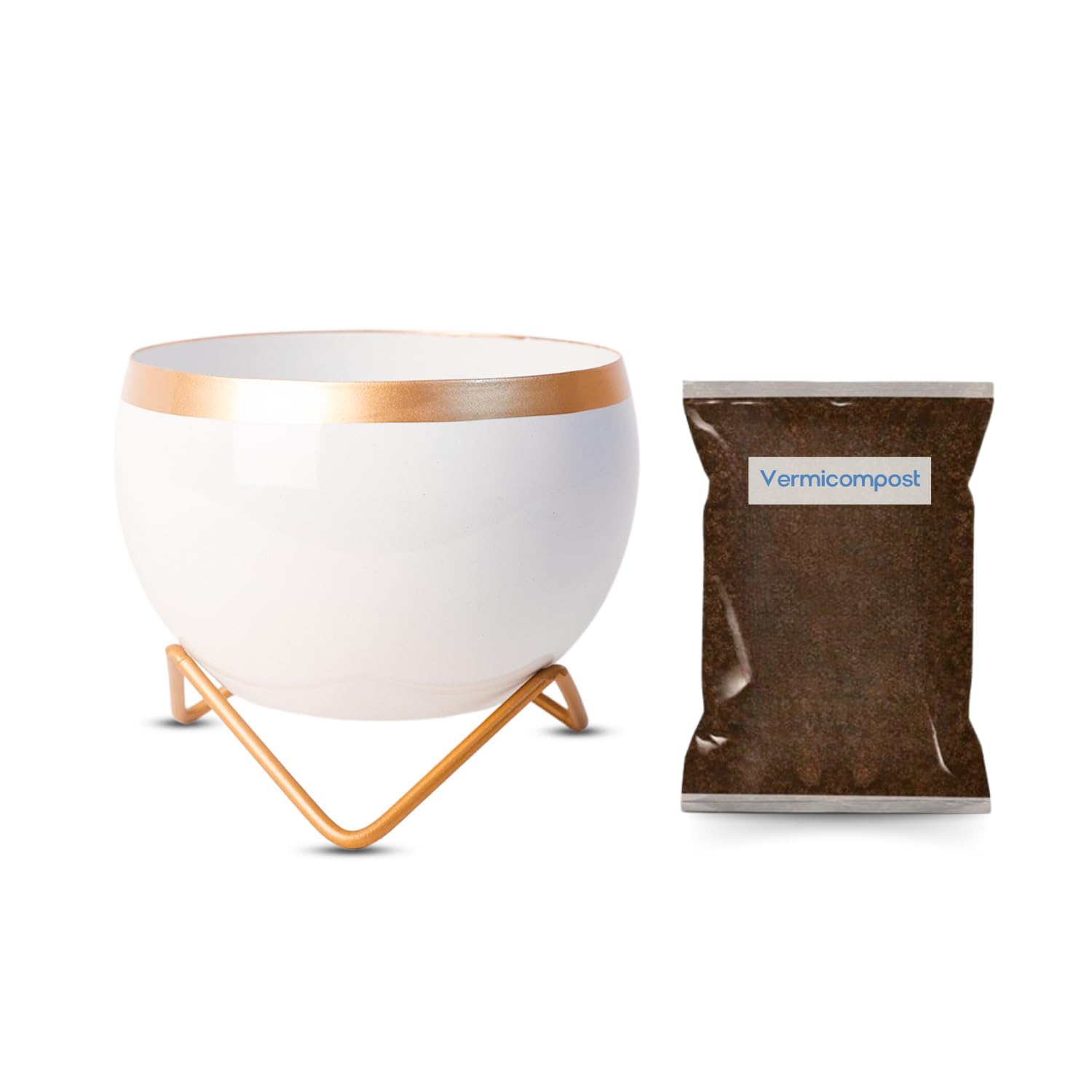 PENG ESSENTIALS REVA* Home Dcor Vase with Stand I Flower Pot/Indoor Plant Vase I Desktop/Bedroom Corner Table/Home Dcor Centepiece/Living Room Dcor ShowPiece I 6 I Metal White-Gold (B0CG1D41GL) Amazon Price History, Amazon Price Tracker