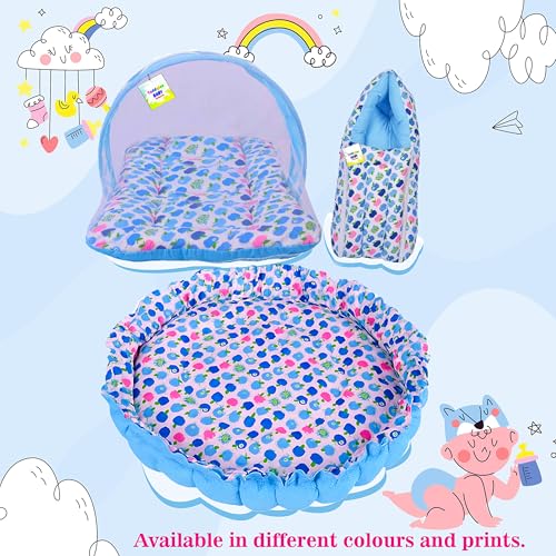 Image of Toddylon Baby Bedding Set New Born Baby Bed Mosquito Net | Carry Bag|Sheets | Essentials Combo (0-6 Months) (4PCS Set)
