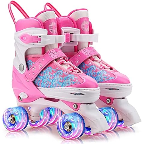 Gonex Adjustable Roller Skates,4 Light up Wheels and Sizes Adjustable Quad Skate for Indoor Outdoor for Girls Women Kids Beginner Cover