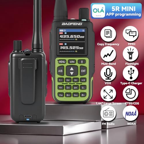 Image of BAOFENG UV-5R MINI-5 Two Way Radio NOAA Weather Radio Dual PTT 999CH Survival Radio APP Programming Copy Frequency Ham Radio 2200mAh