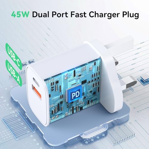 45W USB C Charger,For iPhone 15 16 Charger,For Samsung Fast Charger Dual USB Plug with 1.8M USBC to USBC Phone Charger Cable for Samsung Galaxy S24/S23/S22,iPhone 15/16 Pro,iPad Pro/Air,ect 45W USB C Charger,For iPhone 15 16 Charger,For Samsung Fast Charger Dual USB Plug with 1.8M USBC to USBC Phone Charger Cable for Samsung Galaxy S24/S23/S22,iPhone 15/16 Pro,iPad Pro/Air,ect