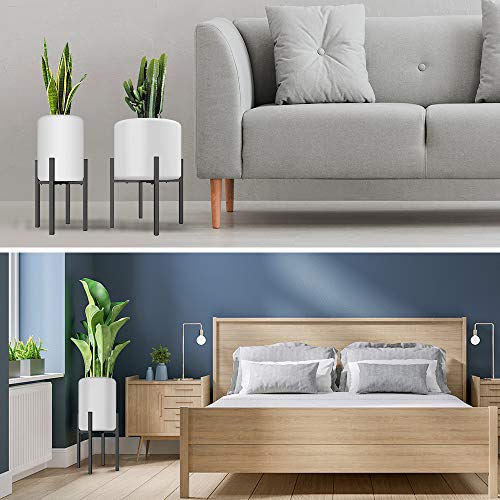Adjustable Metal Plant Stand 9.5 to 15 inches, Mid Century Modern Plant Stand 15 inches in Height, Indoor & Outdoor Plant Stand, Fit 10 11 12 13 14 15 inch Pots Pot & Plant Not Included, Black - Thumbnail 7