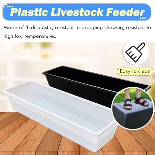 Mangiatoia per bestiame, mangiatoia in plastica per bestiame e capra, bianca, di grande capacità, per famiglie, fattorie, cortili, pecore, granai, facile da pulire, scatola per l'alimentazione del