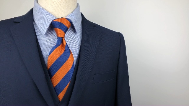 Cravate Homme Bleu Et Orange Rayures - Soie 100% Faite à La Main Pour Costume D'affaires Ou Occasion Formelle | Style Longue Et élégante - 14