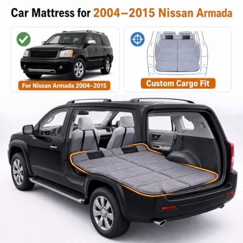 Image of Car Mattress for 2004-2015 Nissan Armada, Upgraded Non-Inflatable Thickened Foam SUV Car Camping Mattress, Foldable Trunk Sleeping Pad Car Bed Mattress for Road Trips Camping Travel