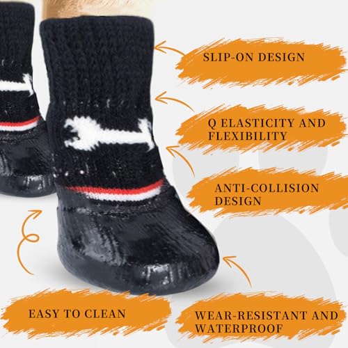 4 Pcs Hundeschuhe Hundesocken Hundeschuhe Pfotenschutz Outdoor Hundesocken Anti Rutsch Hundeschuhe Wasserdicht Hundesocken Leckschutz Hunde Schuhe Outdoor Schuhe FüR Hunde Hundesocken Wasserdicht