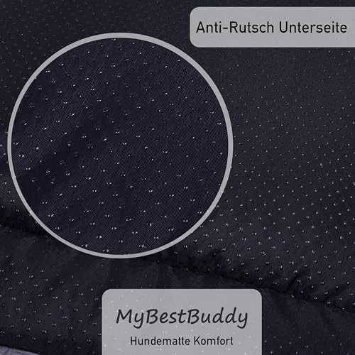 MyBestBuddy Hundekissen Komfort grau 70x50 cm M, allergikerfreundlich (100% Polyester), rutschfest - 40°C waschbar mit flauschigem Stoffbezug - Hundematte BZW. Hundebett für mittelgroße Hunde