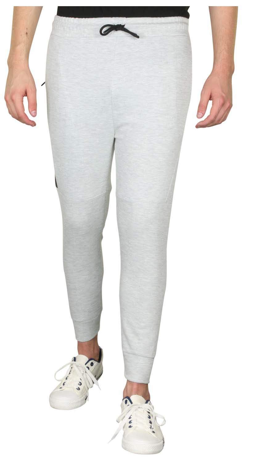 9 Crowns Men's Lightweight Jogger Pants-Slim Fitting Sport Cut Zipper Pocket-Light Grey-2XL