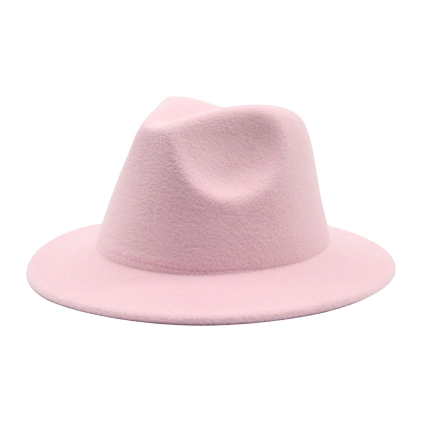 Feclmiyt Unisex Kids Fedora Hat Children Jazz Hats Classic Wide Brim Panama Dress Hat for Boys Girls Clothes Accessories 4-10T 54CM (Pink, ONE Size)