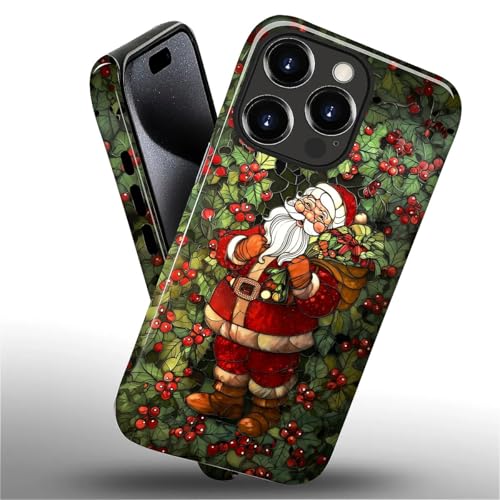 Akinmi Case for iPhone 15 Pro,Wild Fruit Christmas Santa Claus Exquisitely Pattern Double Protective Phone Cover Cases Soft Silicone for iPhone 15 Pro - image 2